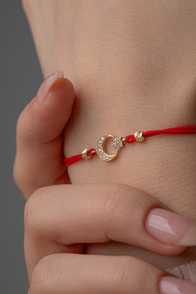 14 Ayar Altın İpli Ayyıldız Bileklik