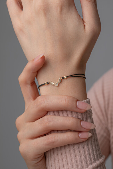 14 Ayar Altın İpli Kanatlı Kalp Bileklik