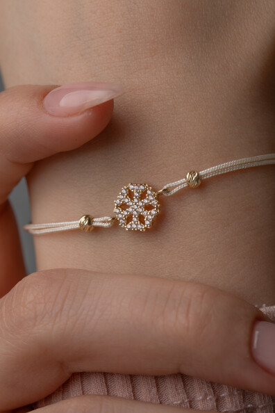 14 Ayar Altın İpli Kartanesi Bileklik