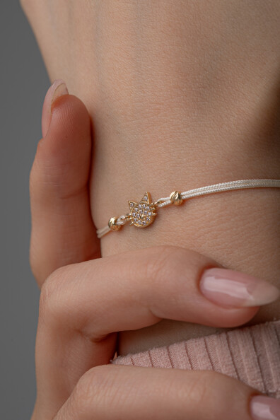 14 Ayar Altın İpli Kedi Bileklik