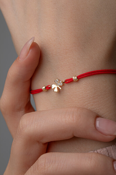 14 Ayar Altın İpli Yonca Bileklik