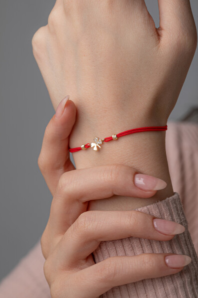 14 Ayar Altın İpli Yonca Bileklik