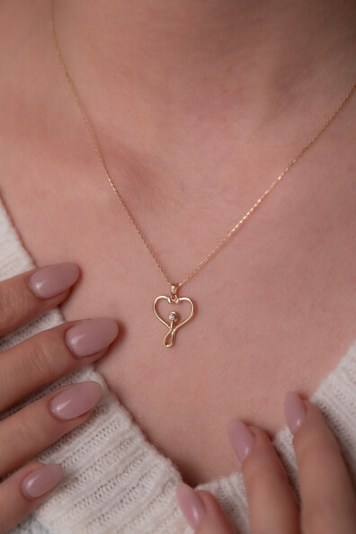 14 Ayar Altın Kalp Kolye