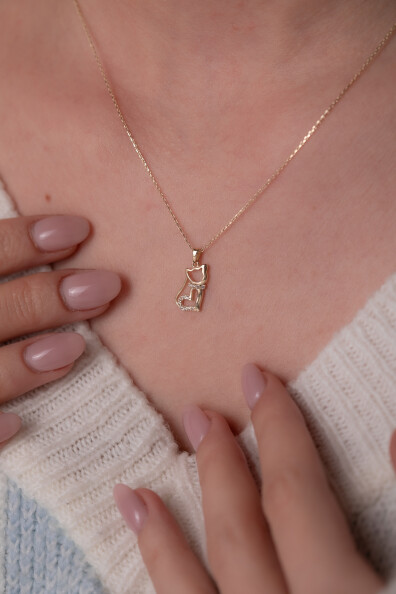 14 Ayar Altın Kedi Kolye