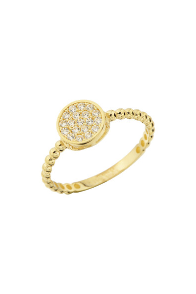 14 Ayar Altın Yuvarlak Taş Yüzük