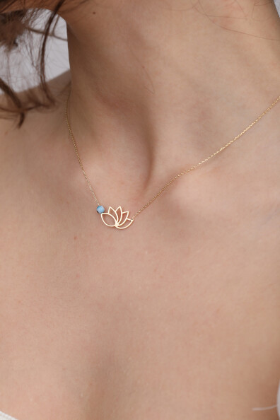 14 Ayar Altın Lotus Kolye