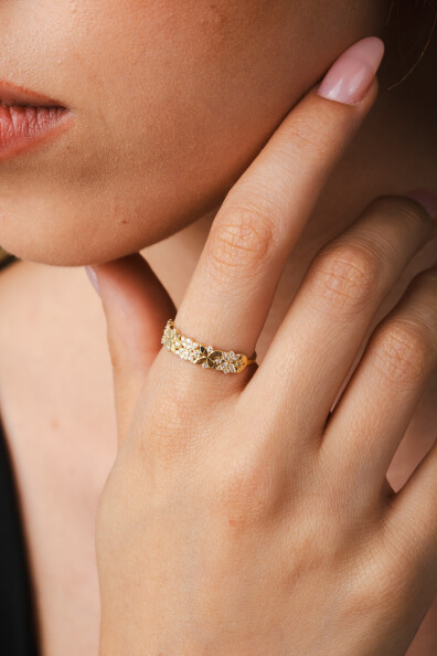 14 Ayar Altın Yonca Yüzük