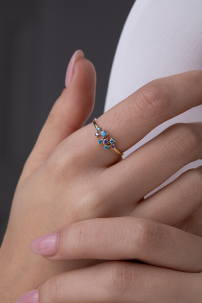 14 Ayar Altın Minimal Asimetrik Yüzük