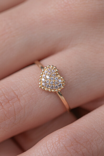 14 Ayar Altın Kalp Yüzük