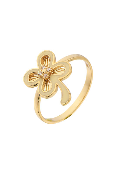 14 Ayar Altın Mineli Yonca Yüzük