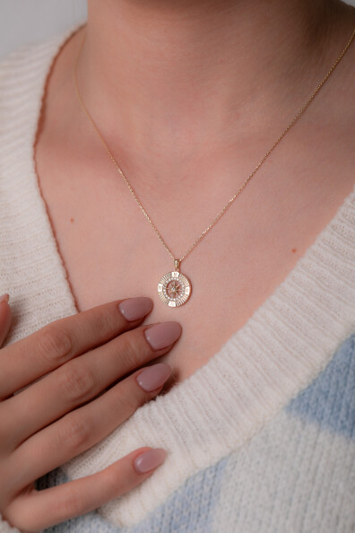 14 Ayar Altın Pusula Kolye