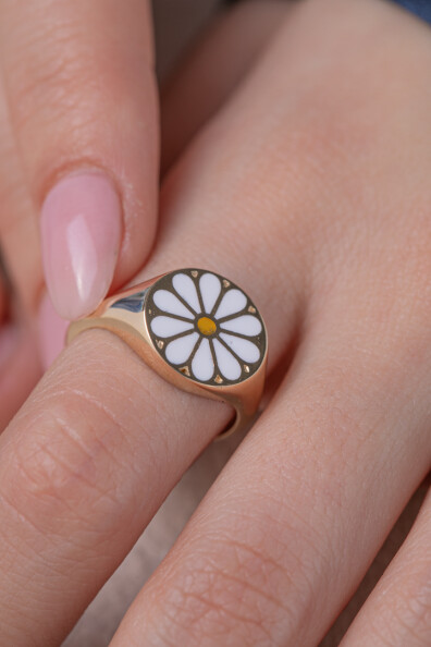 14 Ayar Altın Papatya Yüzük