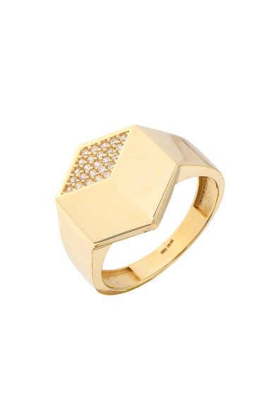 14 Ayar Altın Geometrik Kişiselleştirebilir Yüzük