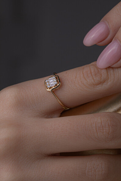 14 Ayar Altın Baget Yüzük