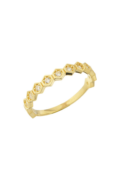 14 Ayar Altın Sıra Taşlı Yüzük