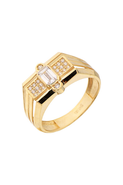 14 Ayar Altın Baget Taşlı Yüzük