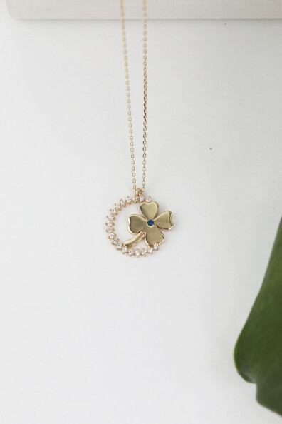 14 Ayar Altın Yonca Kolye