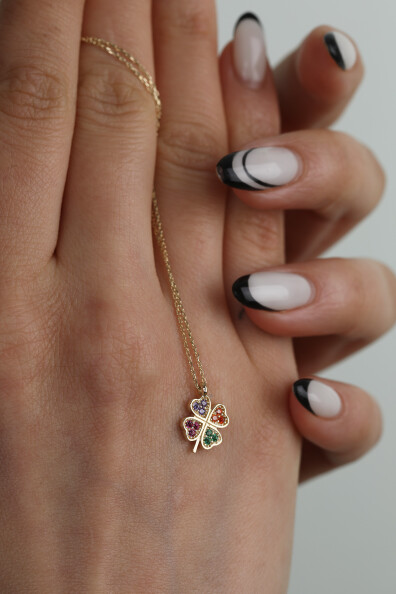 14 Ayar Altın Yonca Kolye