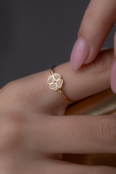 14 Ayar Altın Yonca Yüzük