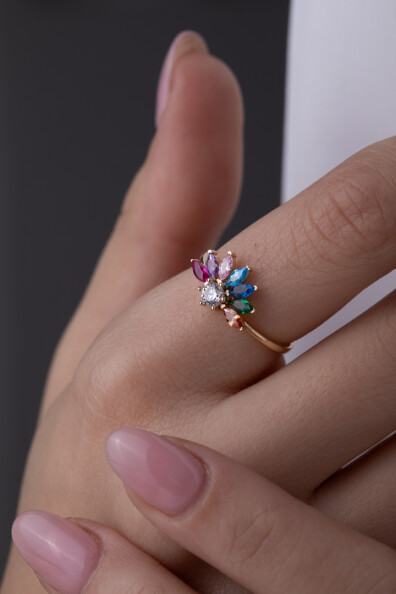 14 Ayar Altın Renkli Çicek Yüzük