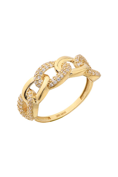 14 Ayar Altın Taşlı Zincir Yüzük