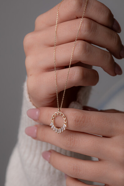 14 Ayar Altın Zincirli Baget Kolye