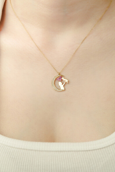 14 Ayar Altın Anne Bebek Kolye