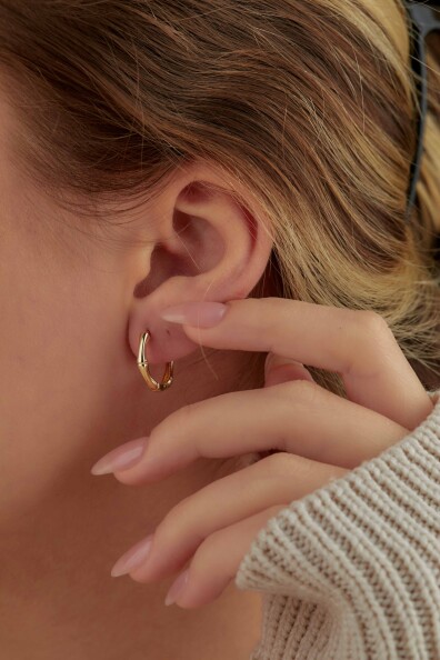 14 Ayar Altın Bambu Halka Küpe