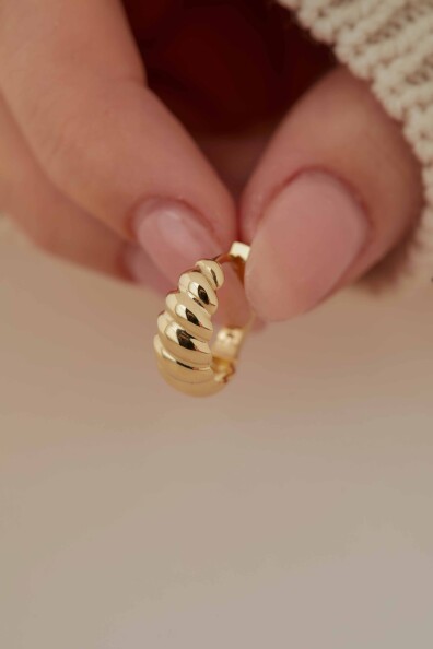 14 Ayar Altın Burgu Halka Küpe