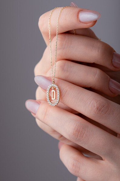 14 Ayar Altın D Harf Kolye