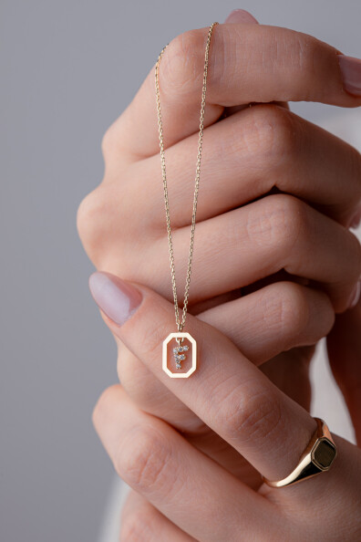 14 Ayar Altın F Harf Kolye