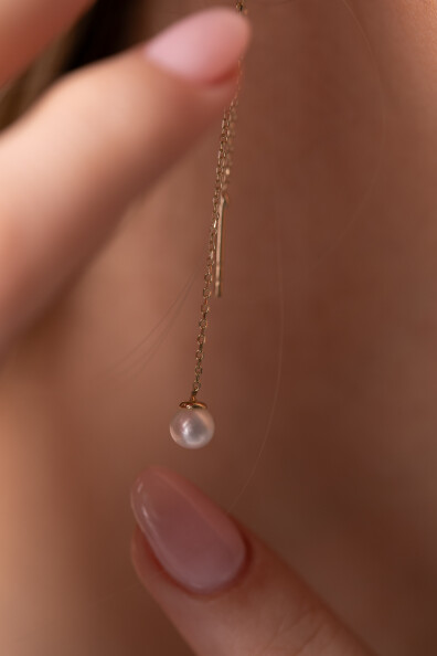 14 Ayar Altın İnci Küpe