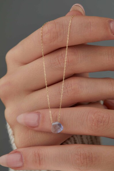 14 Ayar Altın Lila Kalp Kolye