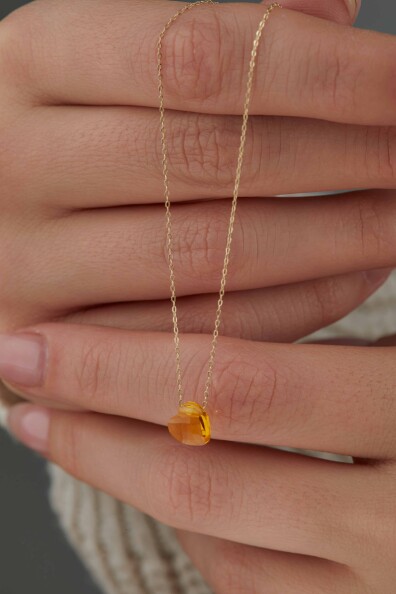 14 Ayar Altın Sarı Kalp Kolye