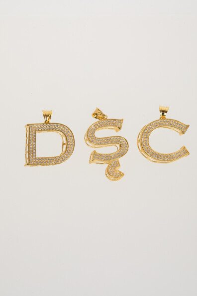 14 Ayar Altın Taşlı Harf Kolye