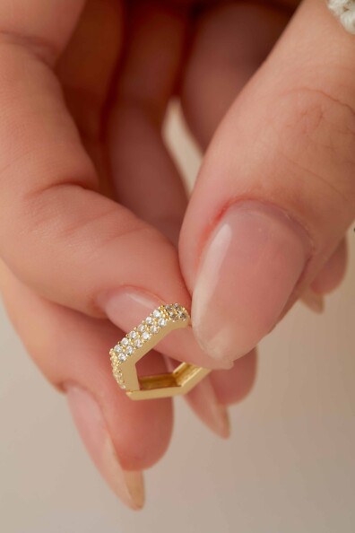 14 Ayar Altın Taşlı Küpe