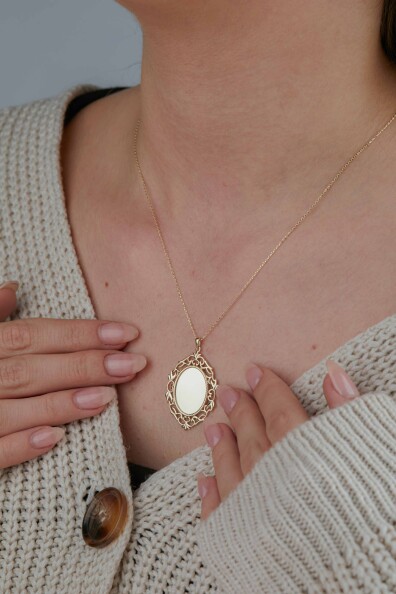 14 Ayar Altın Ayna Kolye