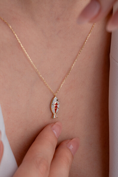 14 Ayar Altın Balık Kolye