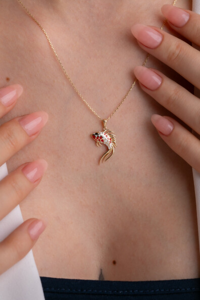 14 Ayar Altın Balık Kolye