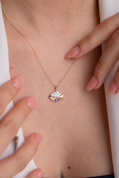 14 Ayar Altın Balık Kolye