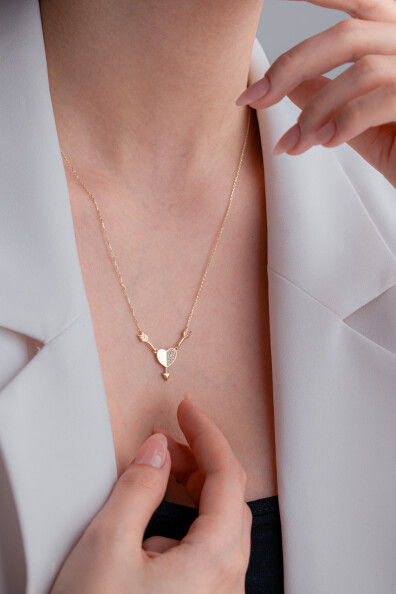 14 Ayar Altın Eros Kalp Kolye