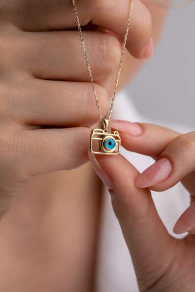 14 Ayar Altın Fotoğraf Makinesi Kolye