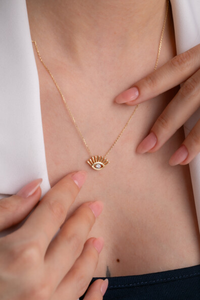 14 Ayar Altın Göz Kolye