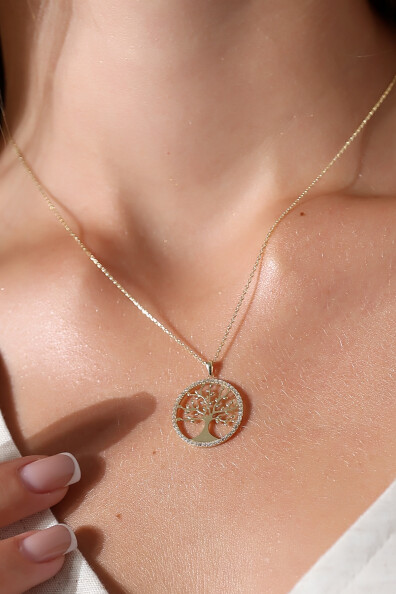 14 Ayar Altın Hayat Ağacı Kolye