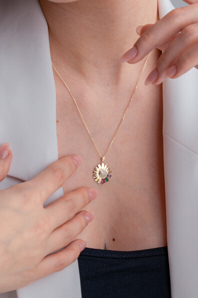 14 Ayar Altın Papatya Kolye