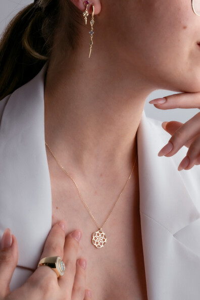 14 Ayar Altın Yaşam Çiçeği Kolye