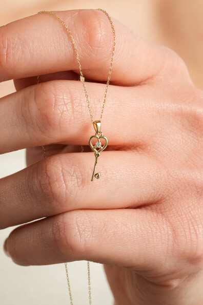 14 Ayar Altın Anahtar Kolye