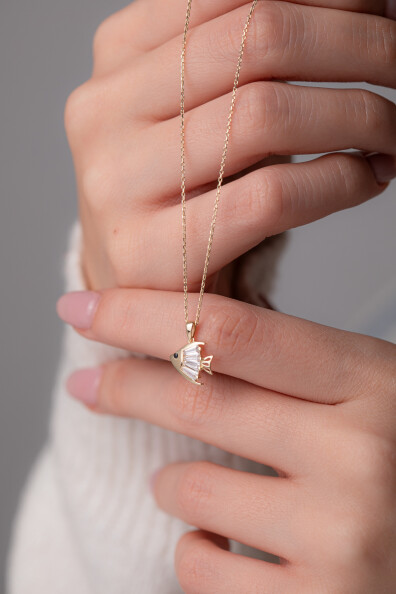 14 Ayar Altın Balık Kolye