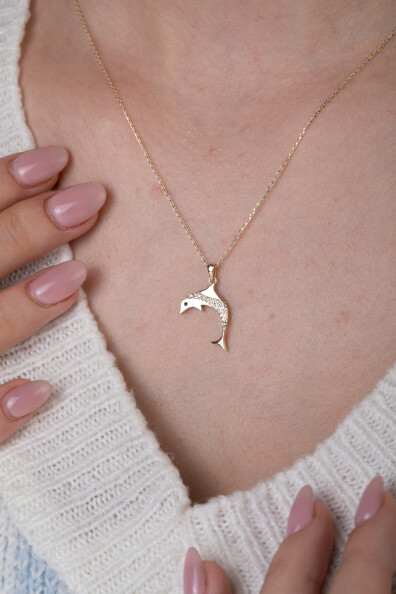 14 Ayar Altın Balık Kolye