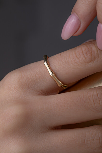 14 Ayar Altın Bambu Yüzük